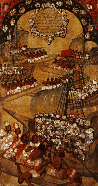 La Conquista de México. Tabla XXII de Miguel Gonzales